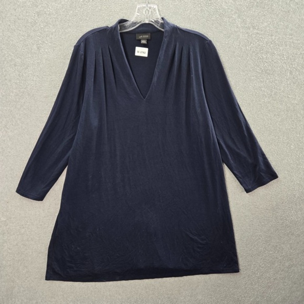 J Jill Women Top Medium Blue Tunic Dress V Neck Wearever Collection‎